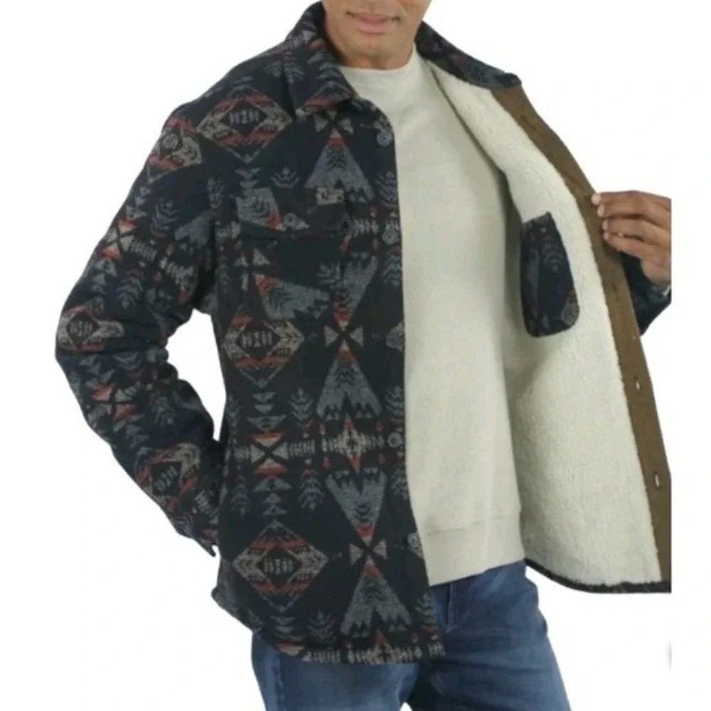 Jachs Men's Wool Blend Sherpa‎ Lined Flannel Shirt Jacket, Medium